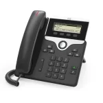 Cisco CP-7811-K9 VoIP desk phone with a 1-line LCD display, compact design, and Power over Ethernet (PoE) support. Ideal for office use and efficient communication.