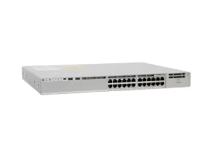 Cisco Catalyst 9300 24-Port POE+ Switch (C9300-24P-E) with 24 Gigabit Ethernet ports and PoE+ functionality for powering network devices.