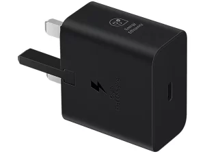 Samsung 25W Power Adapter with USB-C port for super-fast charging.