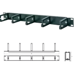 19” 1 &amp; 2 U Horizontal Cable Organizer with Metal Hooks