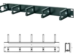 19” 1 & 2 U Horizontal Cable Organizer with Metal Hooks